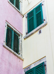 Architecture details from Rovinj, in Croatia, with an old building