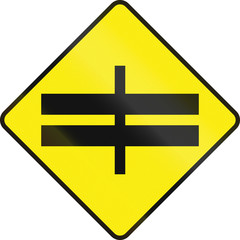 Irish road warning sign - Divided highway intersection ahead