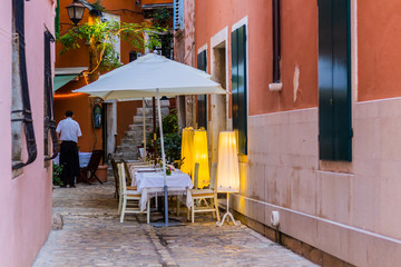 Architecture details from Rovinj, in Croatia, with an old building