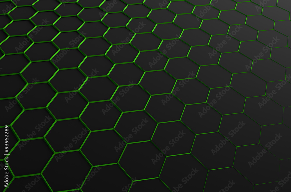 Poster abstract 3d rendering of surface with hexagons.