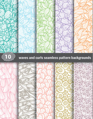 Waves and curls seamless pattern.pattern swatches included for illustrator user, pattern swatches included in file, for your convenient use.