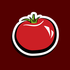 red tomato sticker vector illustration isolated