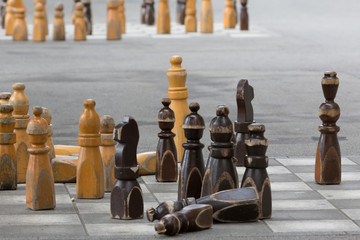 Chess pieces outside the Swiss Parliament in Bern