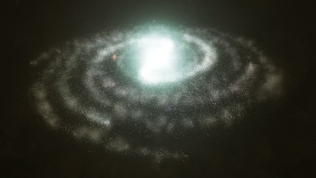 Milky Way Push Pull. Camera zooms in towards galaxy. lens flare.
