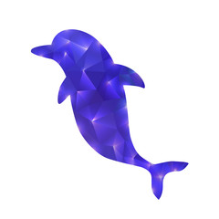 Gem dolphin isolated on white. Vector silhouette with highlights