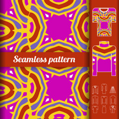 Trendy bright seamless pattern with examples of usage