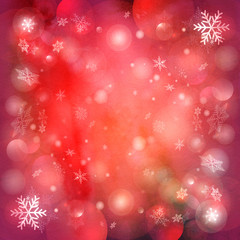 Christmas red background with snowflakes