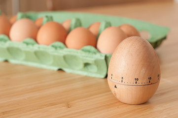 Eggs and timer in the kitchen