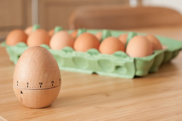 Eggs and timer in the kitchen