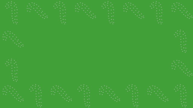 Christmas icons candy canes dancing on green screen.