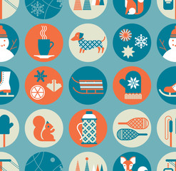 Winter activity seamless background