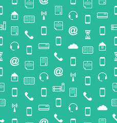 Seamless Pattern with Business and Financial Flat Icons, Endless