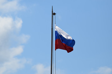 The fluttering flag of Russia.