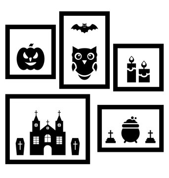  Frames with Halloween Traditional Symbols