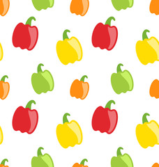 Seamless Pattern with Colorful Bell Peppers