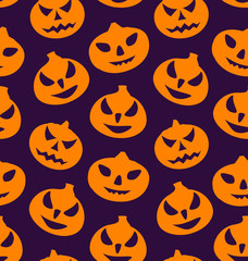 Seamless Pattern with Spooky Pumpkins