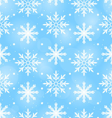 Seamless Wallpaper with Different Snowflakes