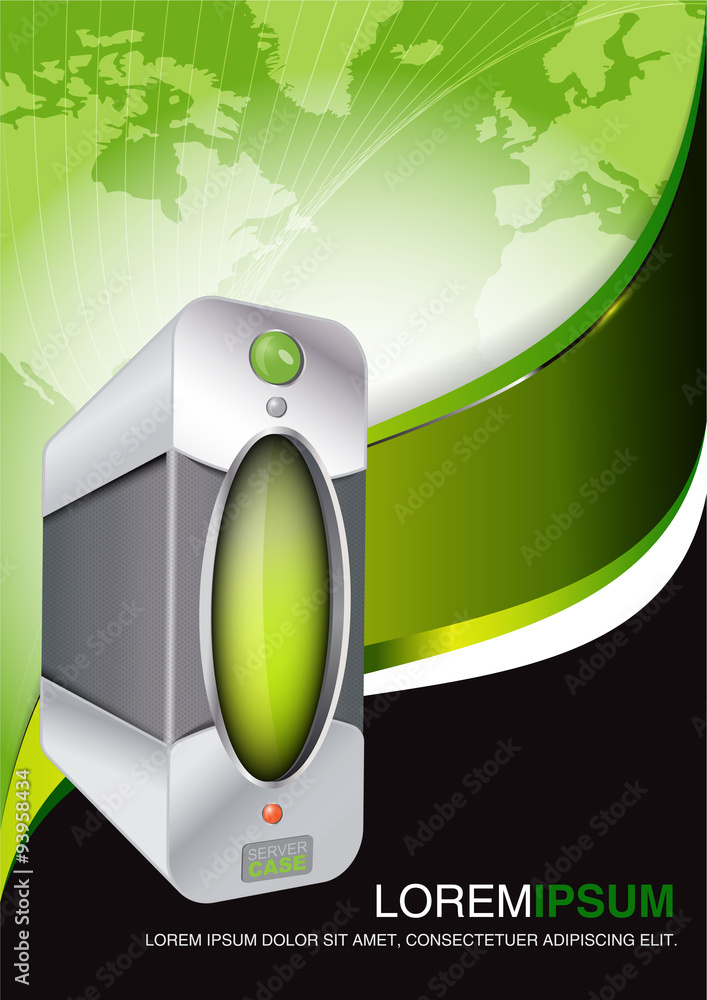 Aufkleber Vector brochure background with computer case