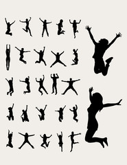 Happy Jumping Silhouettes, art vector design