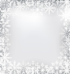 Frozen Frame Made of Snowflakes for Merry Christmas