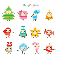 Christmas Ornaments Character Design Set, Merry Christmas, Xmas, Happy New Year, Objects, Animals, Festive, Celebrations