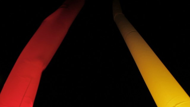 Yellow and red dancing skytubes.