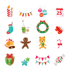 Christmas Ornaments Icons Set, Merry Christmas, Xmas, Happy New Year, Objects, Animals, Festive, Celebrations