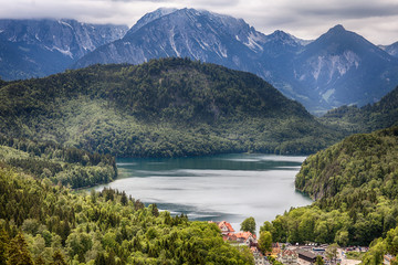 Areal View of Gorgeous Alpsee Lake in  near Neuschwanstein