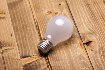 Led Light Bulb On The Wood