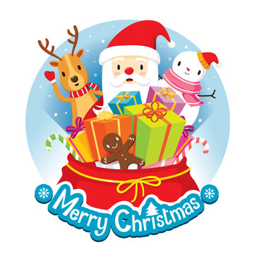 Christmas Circle Banner And Decoration, Merry Christmas, Xmas, Happy New Year, Objects, Animals, Festive, Celebrations