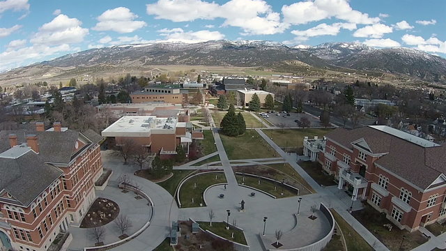 Aerial Snow College Ephraim Utah HD 0050