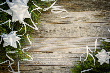 Christmas Border Design on a Wooden Plank