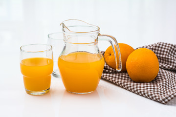 Fresh juice with fruits orange isolated on white background