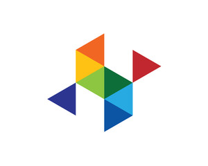 abstract position of colored triangle