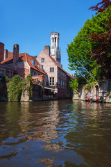 Obraz premium Old Houses along Rosenhoedkaai, Bruges.