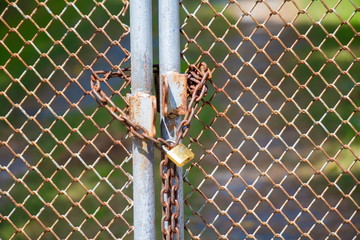 Steel gate locked with chains