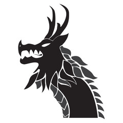 chinese dragon silhouettes on the white background