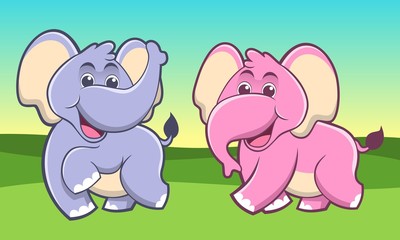 elephant couple cartoon