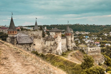 Fototapeta na wymiar medieval castle fortress in Kamenetz-Podolsk