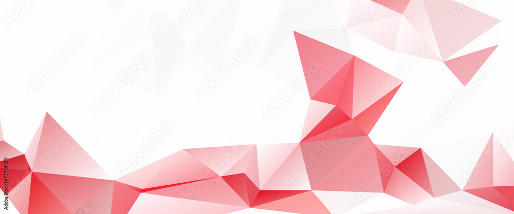 Wall mural white red triangular abstract background