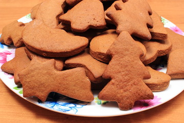 Fresh baked homemade Christmas cookies on plate