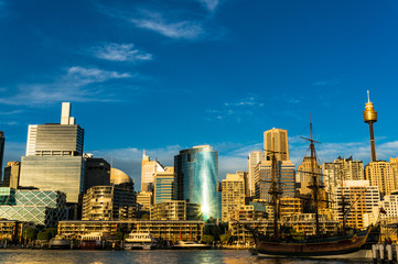 Sydney Darling harbour view with city skyline