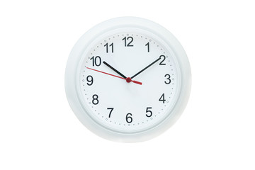 White wall clock with red second pointer