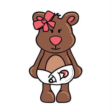 Girl bear wearing diapers