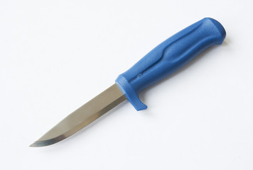 Sharp knife with blue handle