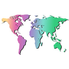 world map in rainbow colors