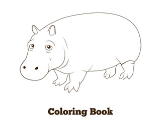 Coloring book hippopotamus african savannah animal 