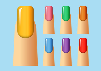Different colors of nail.