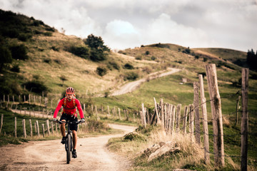 Mountain biker riding MTB