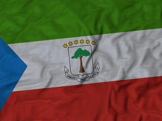 Closeup of ruffled Equatorial Guinea flag